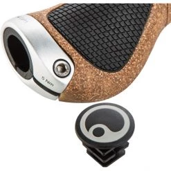 Ergon Poignées Ergonomiques GP1 BioKork Poignées Gripshift, Marron/noir